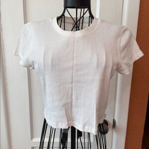 TNA White Fitted Crop T-Shirt Short Sleeve-Sz M